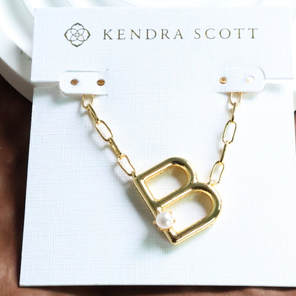 Kendra Scott Gold Letter B Pendant Necklace with Pearl Accent